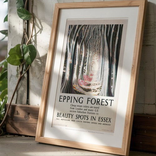 Framed print of Epping Forest on a stone floor with greenery
